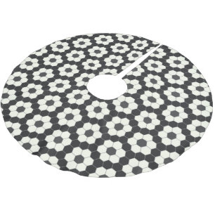 Retro svart-vit geometrisk hexagonplatta julgransmatta borstad polyester