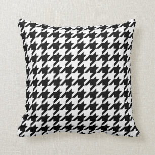 Retro svart vit Houndstooth som väver mönster Kudde