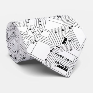 Retro Svart Vit Klassisk Dator Kretskort Slips