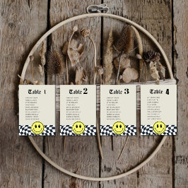 Retro svart-vit rutig nummerskylt för bordnummer inbjudningar