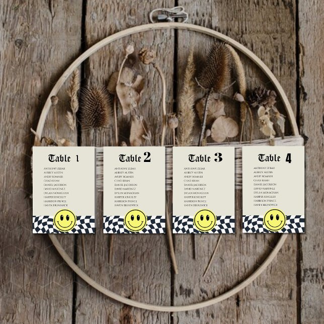 Retro svart-vit rutig tabellnummerdiagram inbjudningar (Skapare uppladdad)