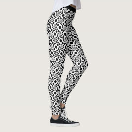 Retro svart-vit virvelmönster prickar yoga leggings