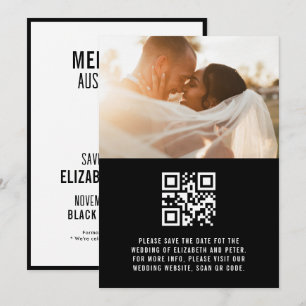 Retro Svart Vitt Qr Kod Bröllopswebbplats Spara Datumet