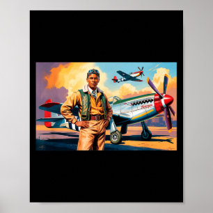 Retro svarta flygare Svarta historien Andra världs Poster