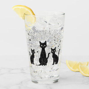 Retro Svarta katter Atomic Starburst Mid Century Glaskopp