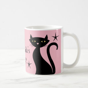 Retro Svarta katter, baby boomer rosa Kaffemugg
