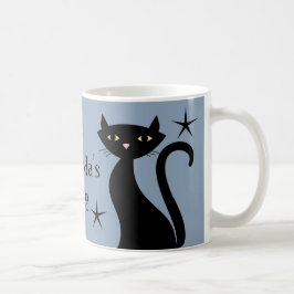 Retro Svarta katter, blått byggboom Kaffemugg