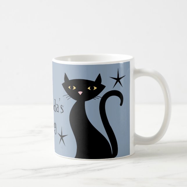 Retro Svarta katter, blått byggboom Kaffemugg (Höger)