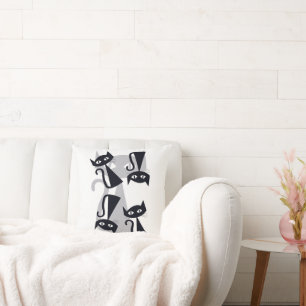 Retro, svarta katter i mitten av århundradet kudde