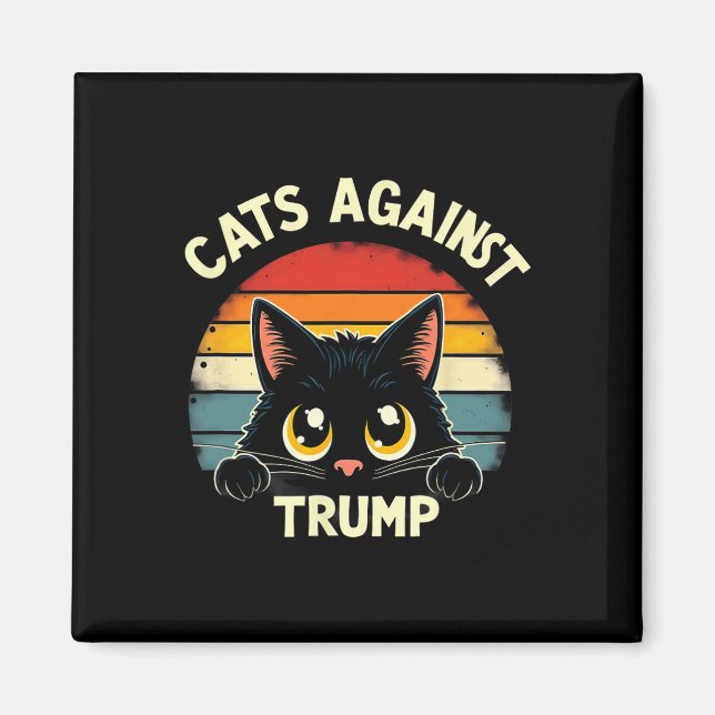 Retro Svarta katter mot trast 1 Magnet (Framsidan)