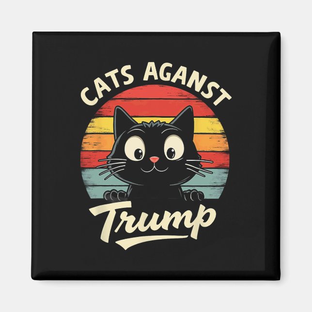 Retro Svarta katter mot trump 3 Magnet (Framsidan)