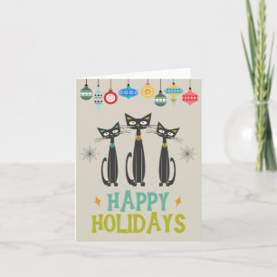 Retro Svarta katter Ornaments julhelg Helgkort