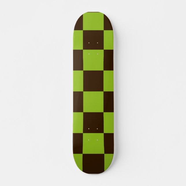 Retro svarta och gröna rutiga fyrkantar mönster mini skateboard bräda 18,5 cm (Framsida)