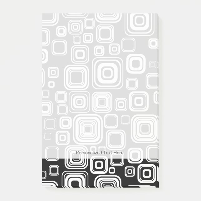 Retro svarta och vita fyrkanter post-it block (Framsida)