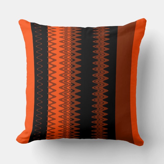 Retro svarta orange ränder kudde (Framsida)