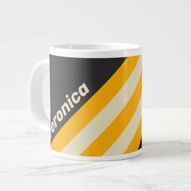 Retro Svarta Solstrimmor med Namn Jumbo Mugg (Framsida vänster)