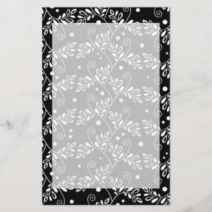 Retro svartvit blommigt Stationeri Brevpapper
