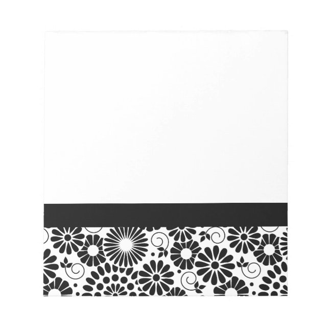Retro svartvita blommor Anteckningsbok Anteckningsblock (Framsida)