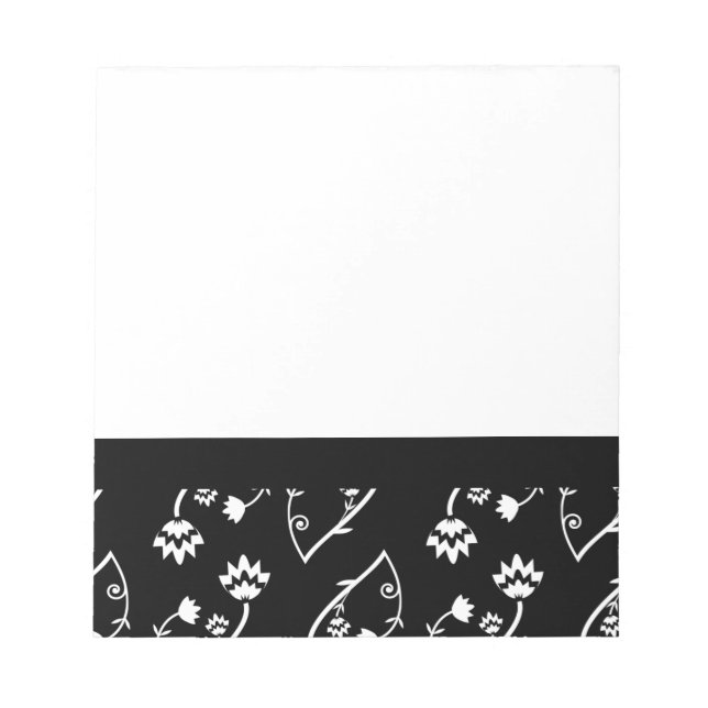 Retro svartvita blommor Anteckningsbok Anteckningsblock (Framsida)