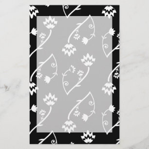 Retro svartvita blommor Stationeri Brevpapper