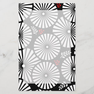 Retro svartvita blommor Stationeri Brevpapper