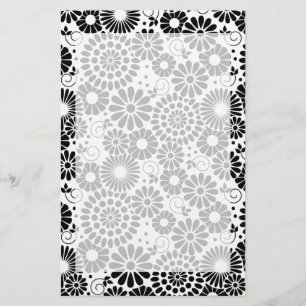 Retro svartvita blommor Stationeri Brevpapper