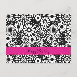 Retro svartvita blommor vykort