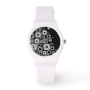 Retro svartvitt kvadrerar armbandsur