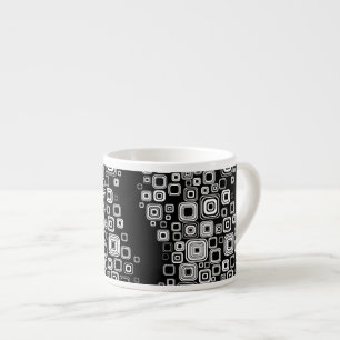 Retro svartvitt kvadrerar espressomugg