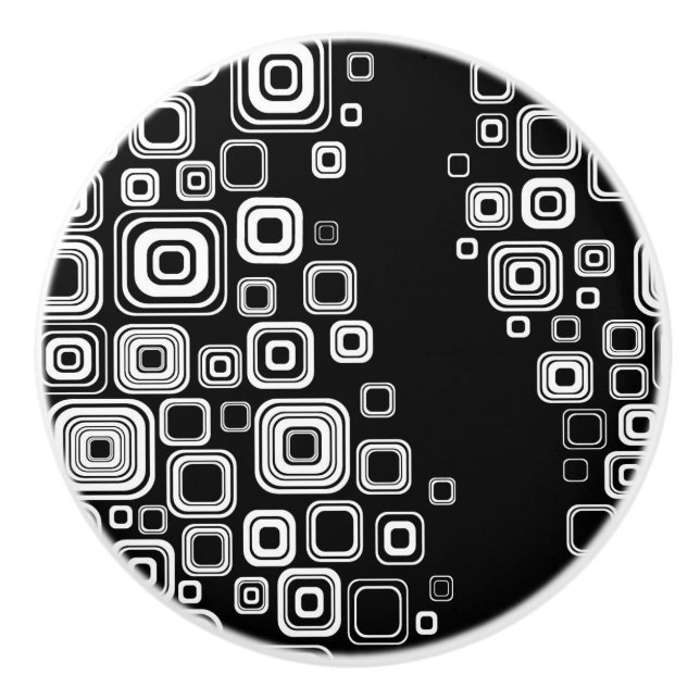 Retro svartvitt kvadrerar knopp (Framsidan)