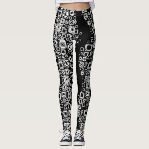 Retro svartvitt kvadrerar leggings