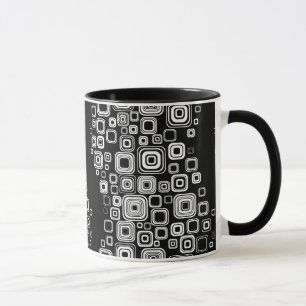 Retro svartvitt kvadrerar mugg