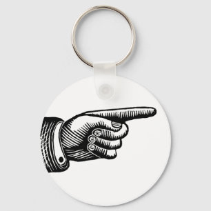 Retro svartvitt peka finger nyckelring