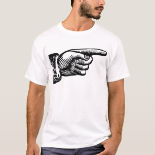 Retro svartvitt peka finger t-shirt