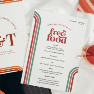 Retro Sventies Rand Bröllop Menu Meny