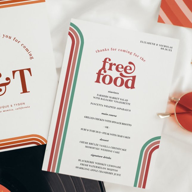 Retro Sventies Rand | Bröllop Menu Meny (Skapare uppladdad)