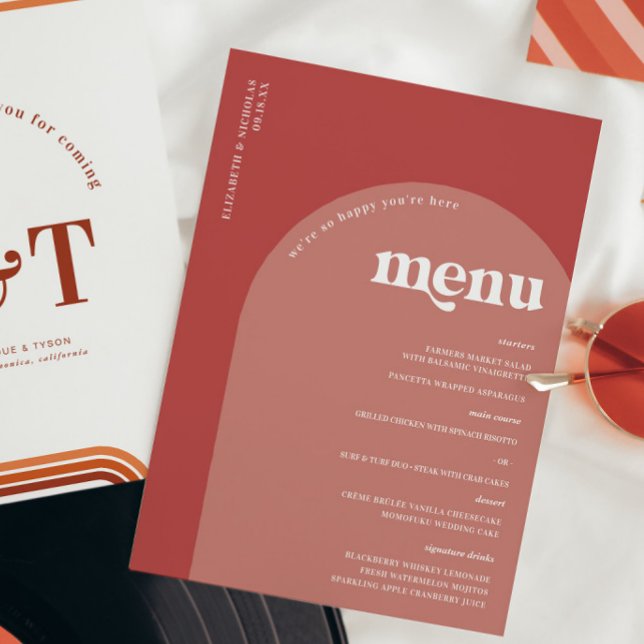 Retro Sventies Typography | Bröllop Menu Meny (Skapare uppladdad)