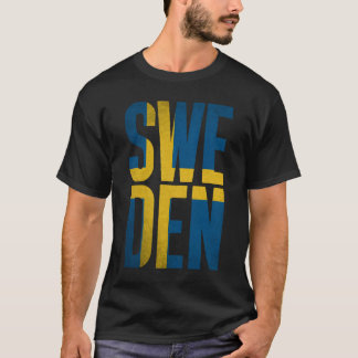Retro Sverige Flagga Typografi Grafisk T-Shirt
