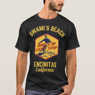 Retro Swamis Beach Encinitas California Guld Text T Shirt