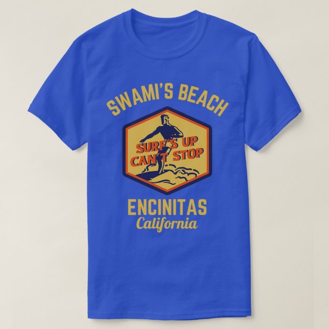 Retro Swamis Beach Encinitas California Guld Text  T Shirt (Design framsida)