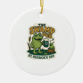 Retro Swamp Pub Frog St.Patrick's Day Julgransprydnad Keramik