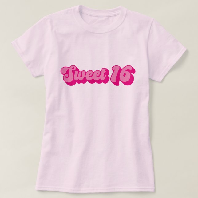 Retro Sweet 16 i Shock rosa T Shirt (Design framsida)