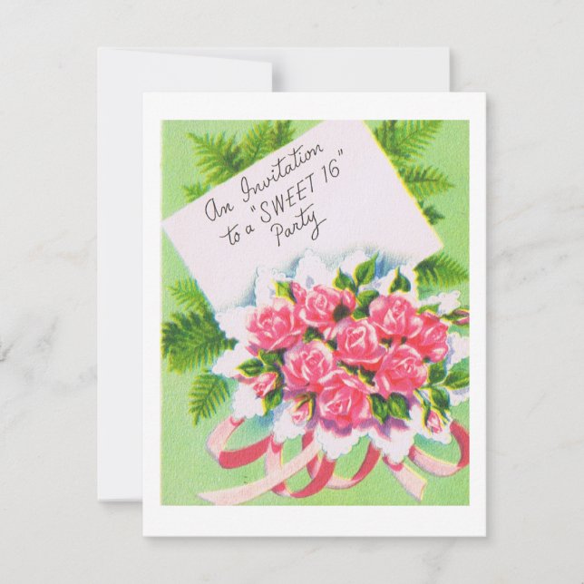 Retro Sweet 16 Inbjudan (Framsida)