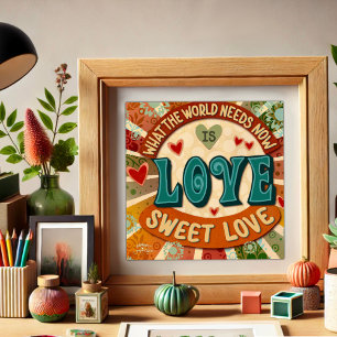 Retro Sweet Kärlek Roligt Modern inspirerande cita Poster