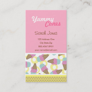 Retro Sweet Strawberry + Mint Ice Cream Dessert Visitkort