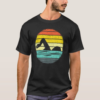 Retro Swimmer Silhouette Swimming Vatten sport Ath T Shirt