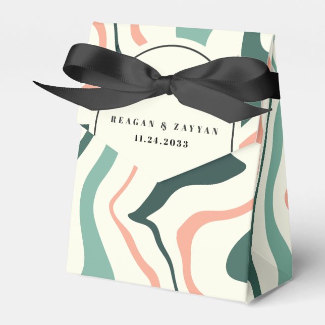 Retro Swirl Arch Mint Grönt och Rosa Bröllop Presentaskar (Framsidan Sidan)