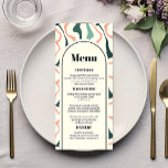 Retro Swirl Arch Mint Grönt Rosa Bröllop Meny<br><div class="desc">Presenterna "Retro Swirl Arch Mint Grönt Rosa Bröllop Menu" är en smakfull blandning av vintage och chic. Det här menykortet har nyssnurrande vid myntfull grönt och rosa och skapar en arkway som lyfter fram evenemangets kulinariska erbjudanden. Contemporaryns layout balanseras av den reflexinspirerade designens spelbarhet, som anger ett stadium för en...</div>