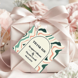 Retro Swirl Arch Mint och Rosa Bröllop Tack Gåvor Etiketter