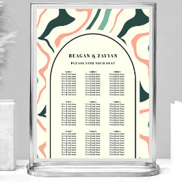 Retro Swirl Arch Mint Rosa Bröllop Sittdiagram Poster
